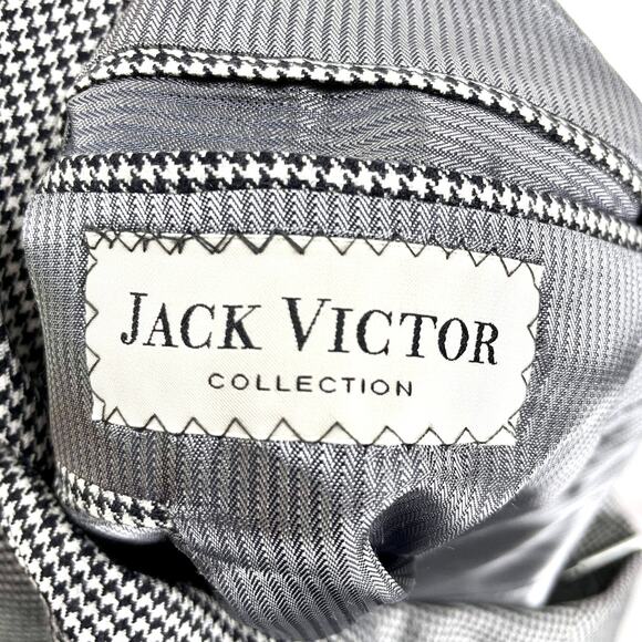 JACK VICTOR Cashmere Black White Houndstooth Blazer Suit Jacket - Picture 3 of 12
